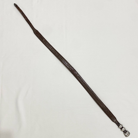 Lucchese Vintage Genuine Crocodile Inlay Dark Brown Western Cowboy Leather Belt - Picture 6 of 10